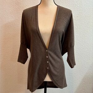 Eileen Fisher Merino Wool Cardigan Sweater in Brown